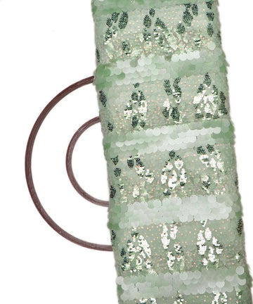 Light Green Colour Sequin Work Imported Net Fabric
